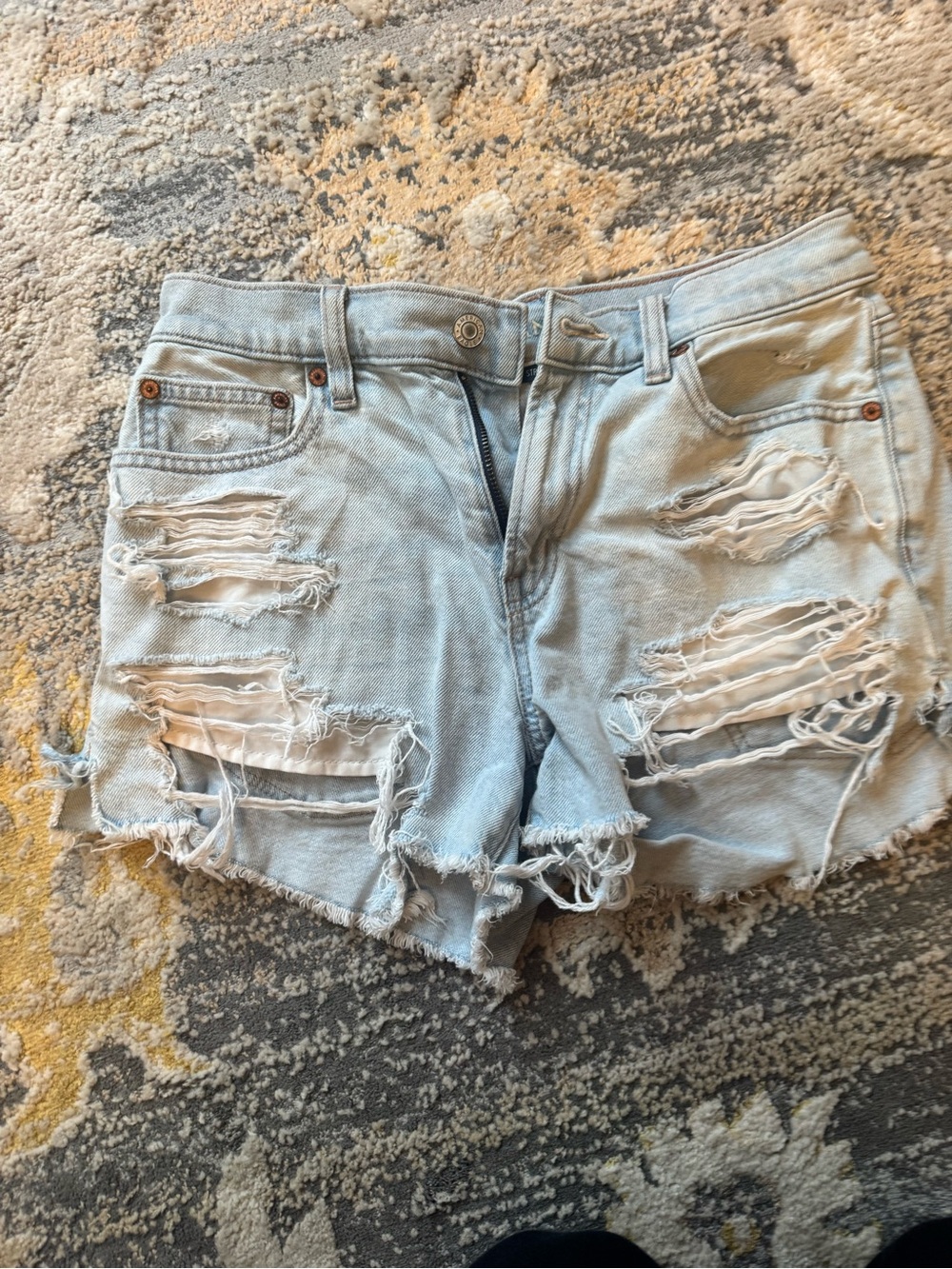 American Eagle Outfitters Light Blue Distressed Denim Shorts